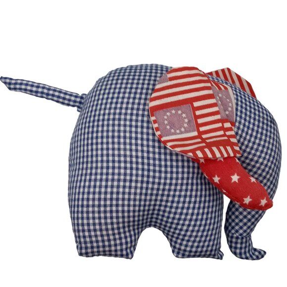 Patriotic Elephant Soft Sculpture Plush Red White Blue READ Independence Day - Picture 1 of 10